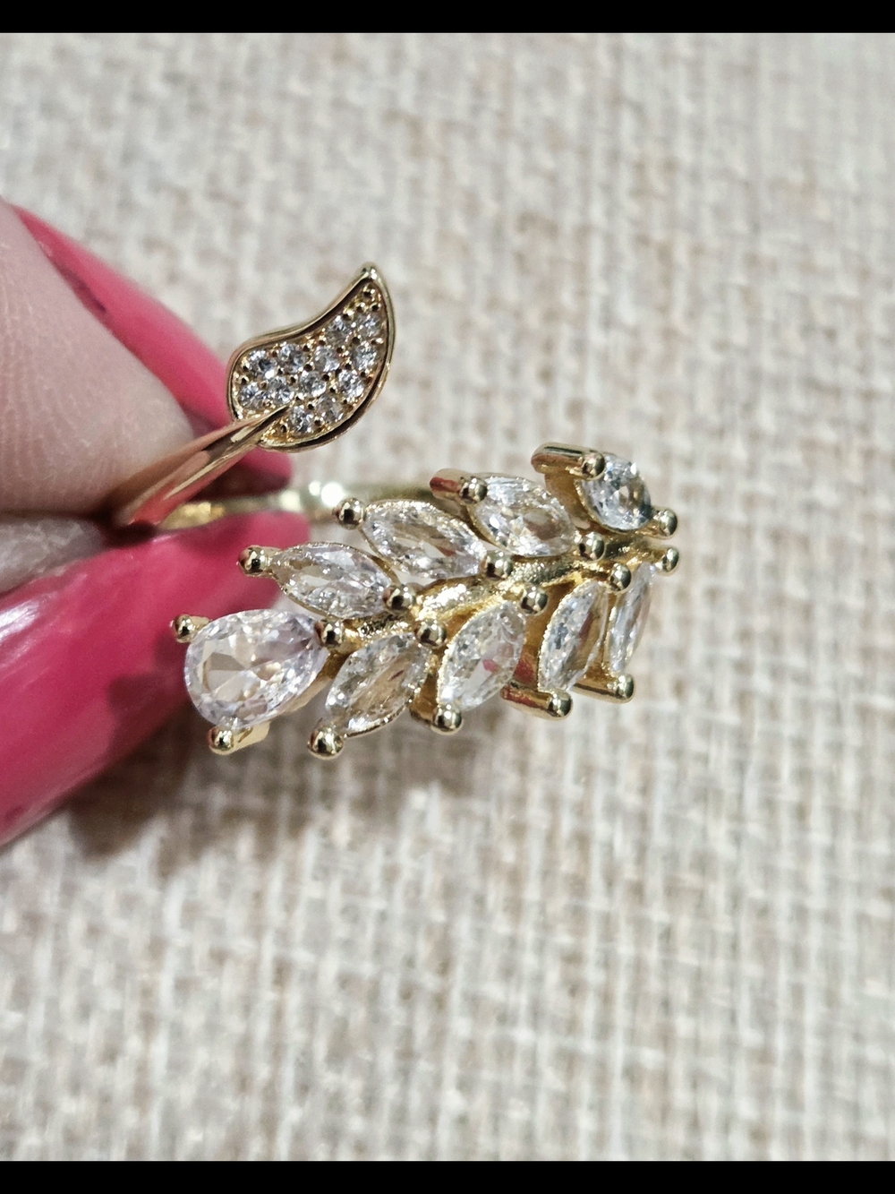 Gold Leaf Australian Crystal Ring